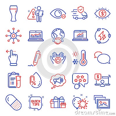 Business icons set. Included icon as Global business, Weather thermometer, Signature. Vector Vector Illustration