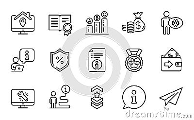 Business icons set. Included icon as Paper plane, Graph chart, Coins bag. Vector Vector Illustration