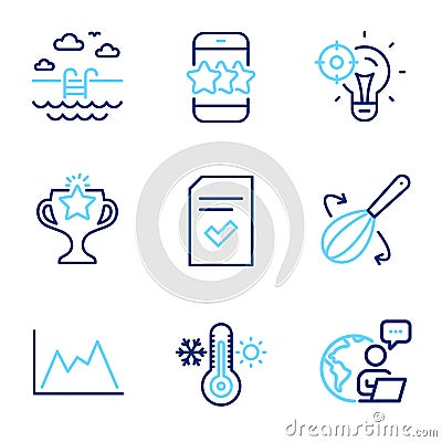 Business icons set. Included icon as Star, Diagram, Swimming pool signs. Vector Vector Illustration