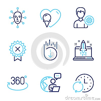 Business icons set. Included icon as Start business, Full rotation, Update time signs. Vector Vector Illustration