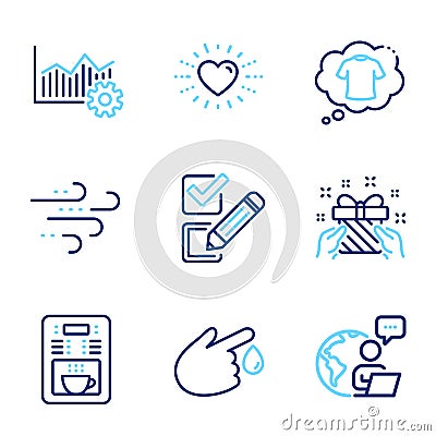 Business icons set. Included icon as T-shirt, Gift, Blood donation signs. Vector Vector Illustration
