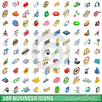 100 business icons set, isometric 3d style Vector Illustration