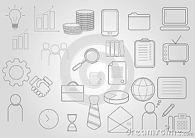 Business icons set. Icons for business, management, finance, strategy, marketing Stock Photo