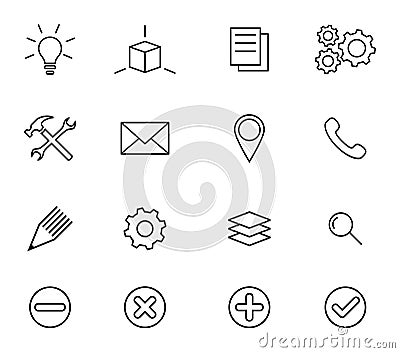 Business icons, set of minimal outline signs and symbols, business and office concept Stock Photo