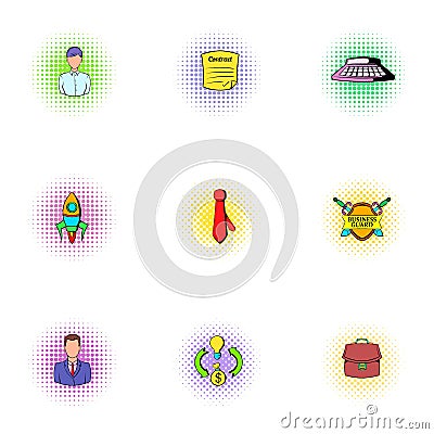 Business icons set, pop-art style Vector Illustration