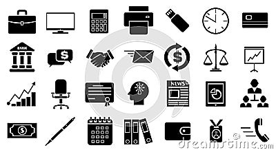 Business icons set. Icons are used in business as well as management and similar areas Vector Illustration