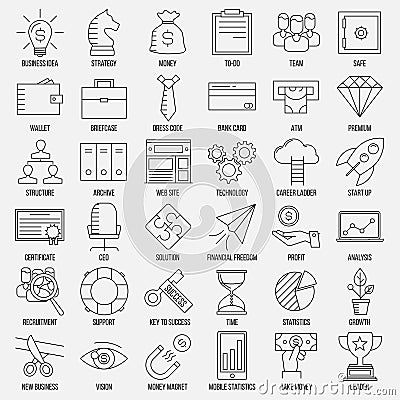 Business icons. Start up and management signs. Vector Illustration