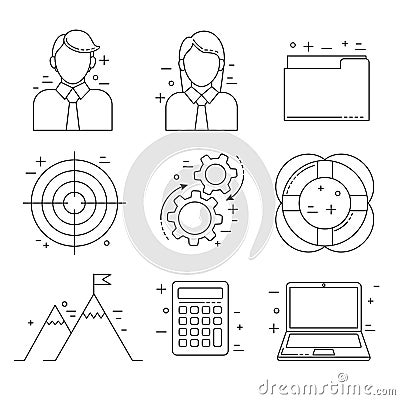 Business icons, thin line design in finance Stock Photo