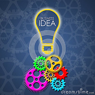 Business Idea with color gears and transparent gears Stock Photo