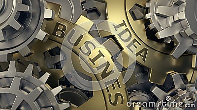 Business idea concept - Gold and silver gear weel background illustration. 3d render. Close-up Cartoon Illustration