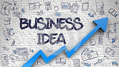 Business Idea Drawn on Brick Wall. Stock Photo