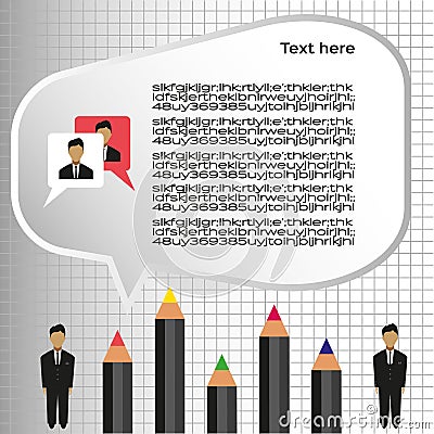 Business idea infographic with icons, persons and pencils, flat design Vector Illustration