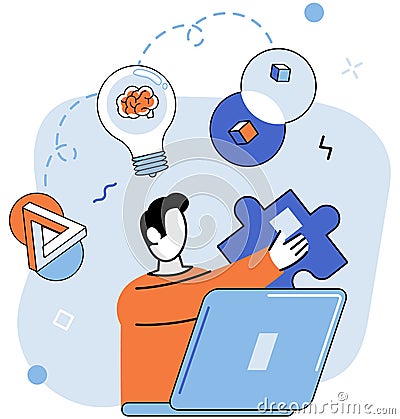 Business idea. It involves setting clear objectives, identifying target markets, and formulating plaction Vector Illustration