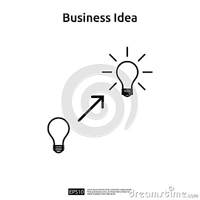 business idea with light bulb line icon element object. Financial innovation solution concept or investment vision opportunity. Vector Illustration