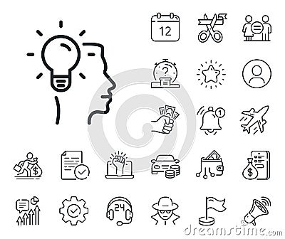 Business Idea line icon. Light bulb sign. Salaryman, gender equality and alert bell. Vector Stock Photo