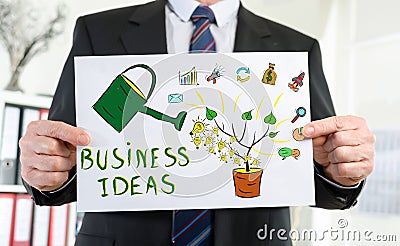 Business ideas concept shown by a businessman Stock Photo