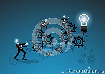 Vector business for ideas and creativity in business operations with backlash and bulb flat design Vector Illustration