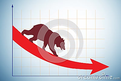 Business illustration of bearish market Cartoon Illustration