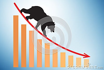 Business illustration of bearish market Cartoon Illustration