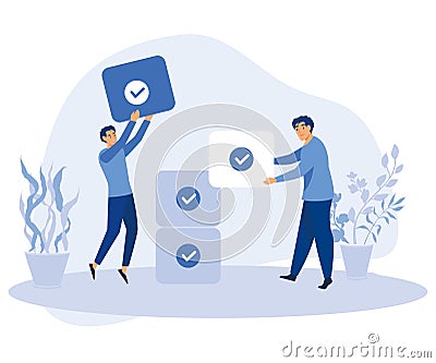 Business illustration, Characters planning and organizing schedule, work task and time management strategy to increase Vector Illustration