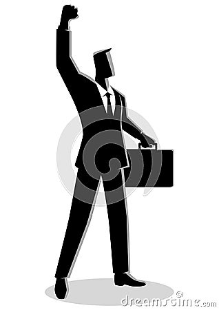 Confident businessman raising his right arm Vector Illustration