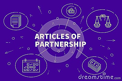 Business illustration showing the concept of articles of partner Cartoon Illustration