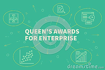 Business illustration showing the concept of queen's awards for Cartoon Illustration