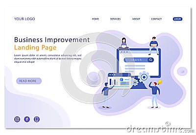 Business Improvement Landing Page For Project Design Vector Illustration
