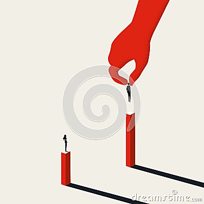 Business inequality issue vector concept. Unfair and unequal treatment of women in careers, promotion. Vector Illustration