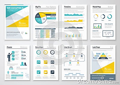 Business info graphics vector elements for corporate brochures Vector Illustration