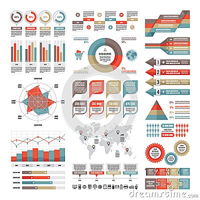 Business infographic concept - vector set of infographic elements in flat design Vector Illustration