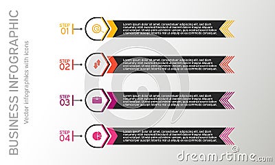 Business infographic with icons. Business diagrams, presentations and charts. Vector background Vector Illustration
