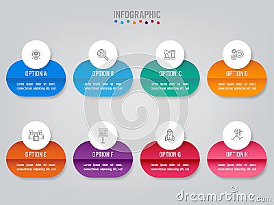 Business infographic labels template with option Vector Illustration