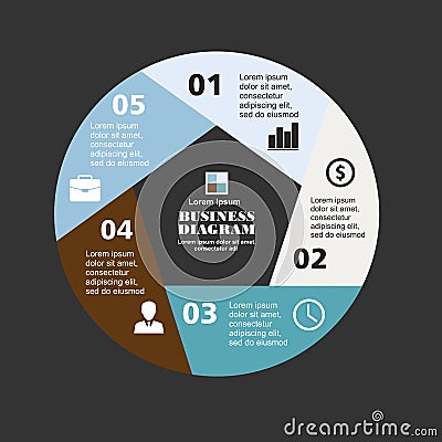 Business infographic pentagon in flat design. Layout for your options or steps. Abstract pattern for background Stock Photo