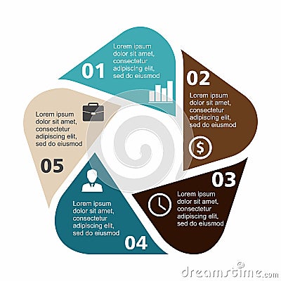 Business infographic pentagon in flat design. Layout for your options or steps. Abstract pattern for background Stock Photo