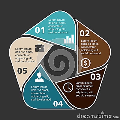 Business infographic pentagon in flat design. Layout for your options or steps. Abstract pattern for background Stock Photo