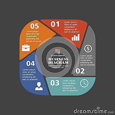 Business infographic pentagon in flat design. Layout for your options or steps. Abstract pattern for background Stock Photo