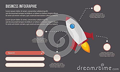 Business Infographic with rocket style Vector Illustration