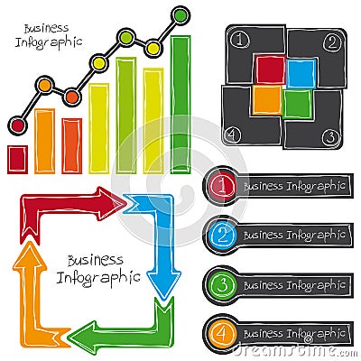 Business infographic set. Freehand drawing. Stock Photo