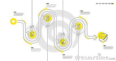 Business Infographic 4 steps timeline. Workflow process with Journey, Employee, Calculate budget and Goal icons. Vector Vector Illustration