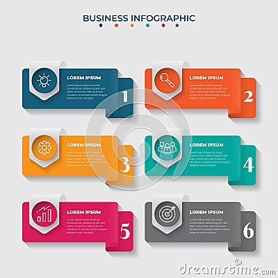 Business infographic template in colorful concept design with waving ribbon design Vector Illustration