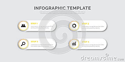 business infographic template with icons and 4 options or steps. Infographics for business concepts, presentations, workflow Vector Illustration