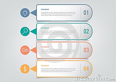 Business infographic template with 4 options, Abstract elements diagram or processes and business flat icon, Vector business Vector Illustration