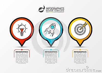 Business infographic timeline concept with 3 steps. Vector Vector Illustration