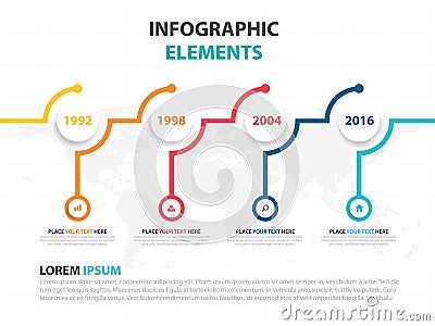 Business Infographic timeline process template, Colorful Banner text box design for presentation, presentation for workflow Vector Illustration
