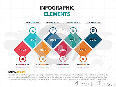 Business Infographic timeline process template, Colorful Banner text box designfor presentation, presentation for workflow diagram Vector Illustration