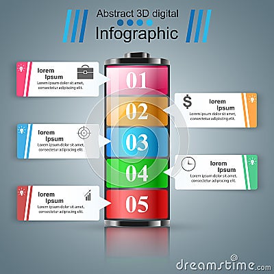 Business Infographics. Battery icon. Vector Illustration