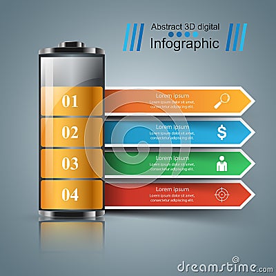 Business Infographics. Battery icon. Vector Illustration