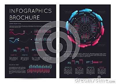 Business infographics brochure with various charts Cartoon Illustration