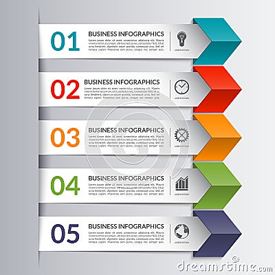 Business infographics design paper arrow template Vector Illustration